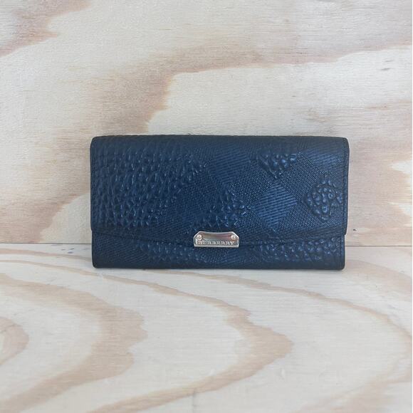 Burberry - Crocodile Embossed Black Wallet - Women's